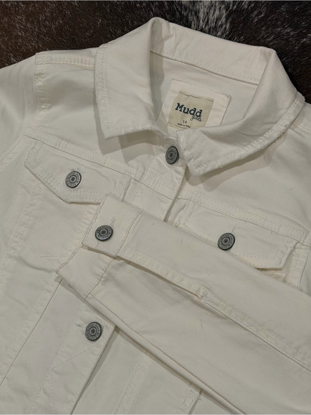 Mudd Girls White Denim Trucker Jacket Size 14